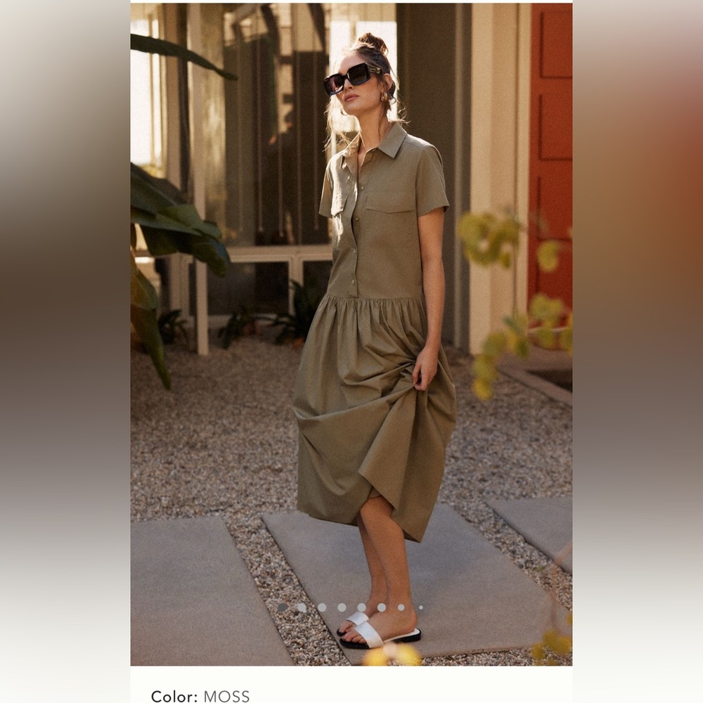 Maeve Short Sleeve Midi Shirt Dress Size S